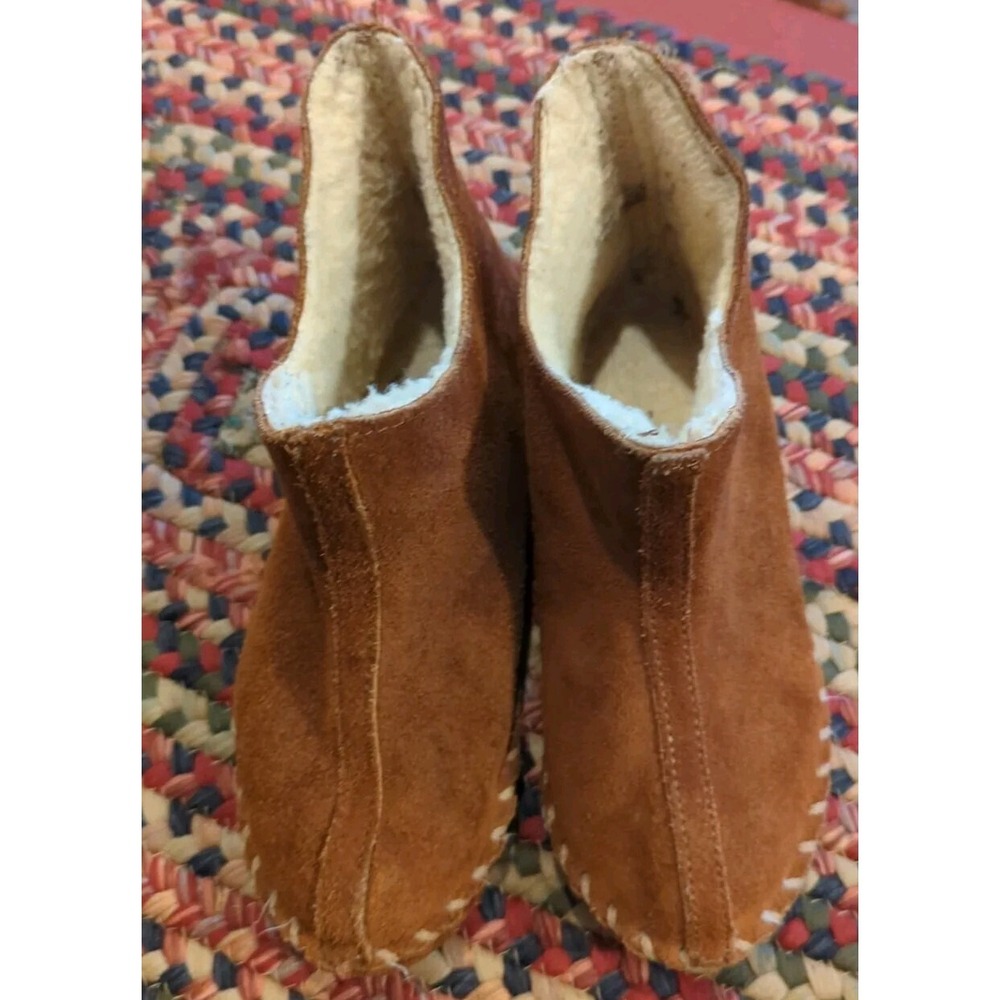 Vintage Brown Suede Leather Moccasin Bootie Slippers Women's SEE PHOTOS FOR SIZE - Picture 3 of 10